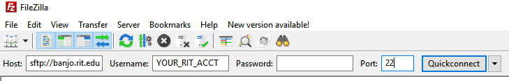FileZilla Connect Screen